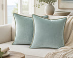 Cozy Haven Gold-Trim Velvet Pillow Covers - 2-Pack - 24 x 24 in (60 x 60 cm) / Mint Green - 2 Pack