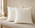 Cozy Haven Gold-Trim Velvet Pillow Covers - 2-Pack - 26 x 26 in (66 x 66 cm) / Cream White - 2 Pack