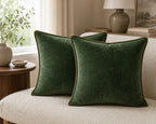 Cozy Haven Gold-Trim Velvet Pillow Covers - 2-Pack - 26 x 26 in (66 x 66 cm) / Dark Green - 2 Pack