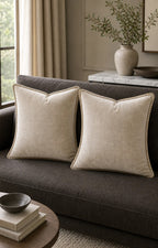 Cozy Haven Gold-Trim Velvet Pillow Covers - 2-Pack - 26 x 26 in (66 x 66 cm) / Beige - 2 Pack