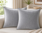 Cozy Haven Gold-Trim Velvet Pillow Covers - 2-Pack - 26 x 26 in (66 x 66 cm) / Light Gray - 2 Pack