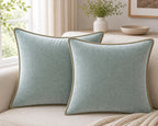 Cozy Haven Gold-Trim Velvet Pillow Covers - 2-Pack - 26 x 26 in (66 x 66 cm) / Mint Green - 2 Pack