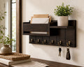 Cozy Haven Wall-Mounted Mail and Key Holder - 6 Hook in dark finish