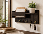 Cozy Haven Wall-Mounted Mail and Key Holder - 6 Hook in dark finish