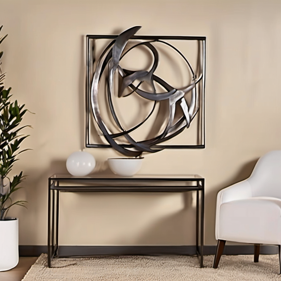 Cozy Haven lifestyle image for Cozy Haven Abstract Metal Wall Sculpture