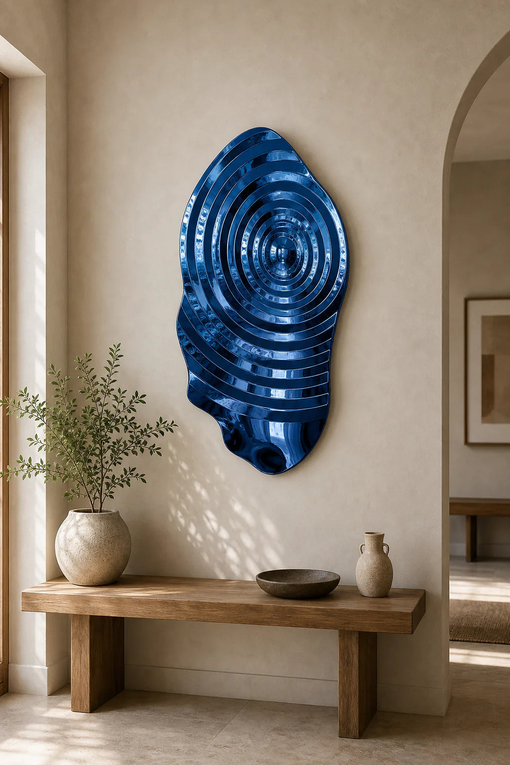 Cozy Haven Ripple Metal Wall Sculpture - Blue