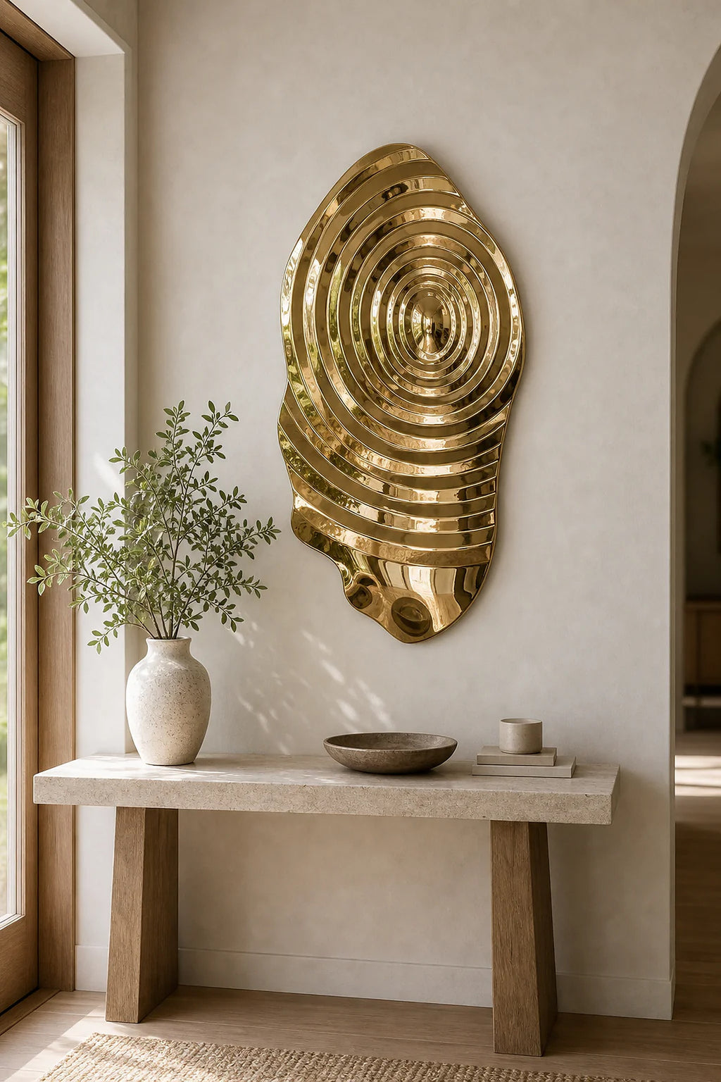 Cozy Haven Ripple Metal Wall Sculpture - Gold