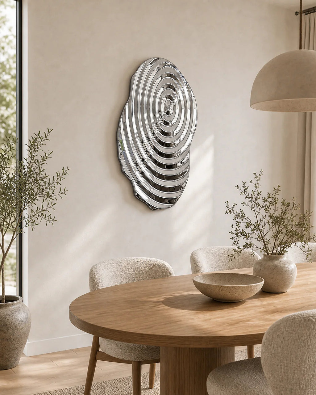 Cozy Haven Ripple Metal Wall Sculpture - Silver