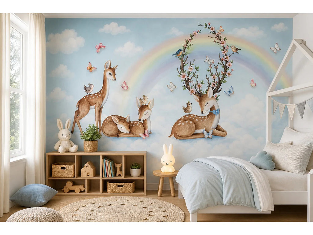 Cozy Haven Rainbow Nursery Wall Mural lifestyle image 4