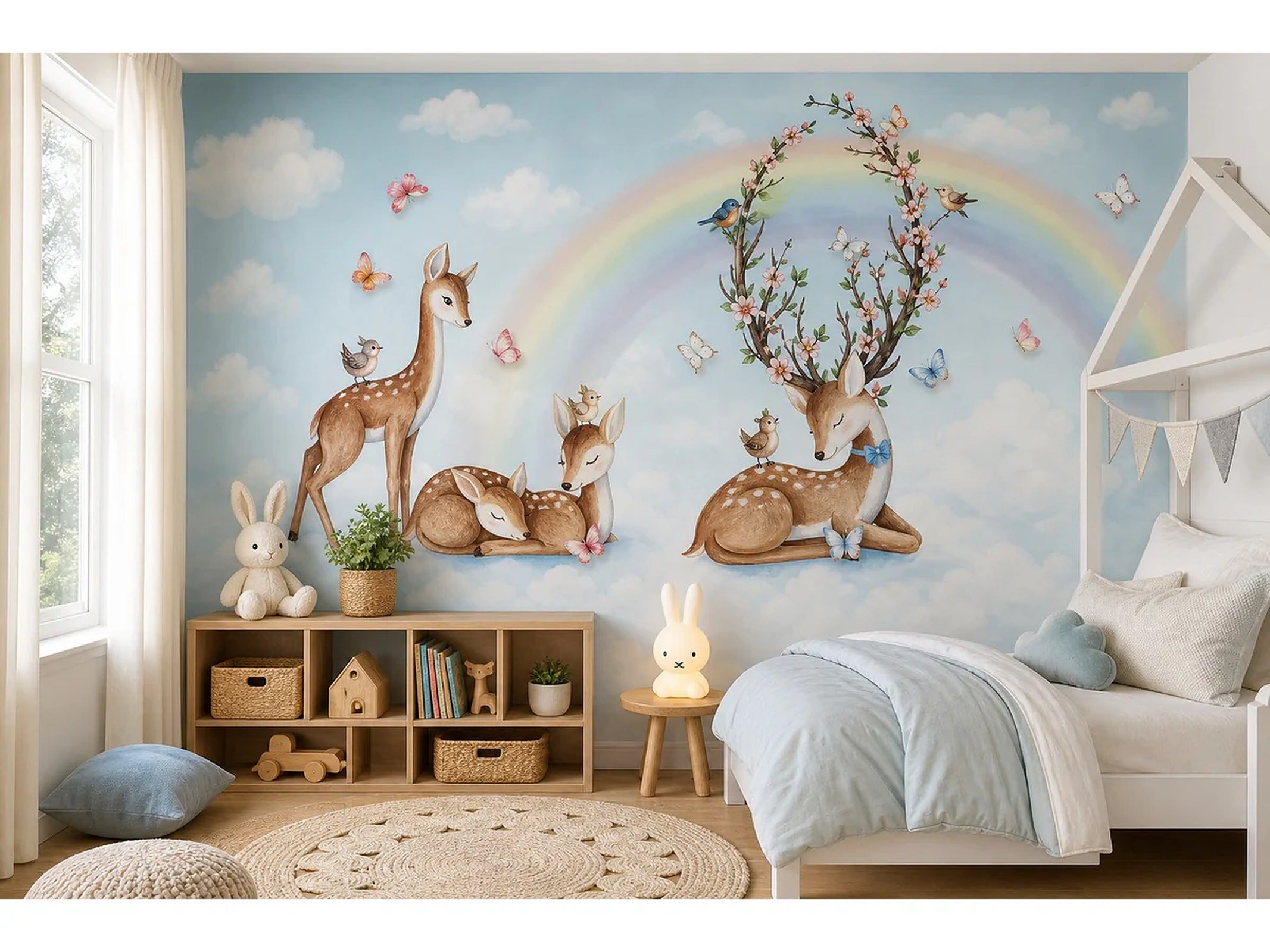 Cozy Haven Rainbow Nursery Wall Mural lifestyle image 4