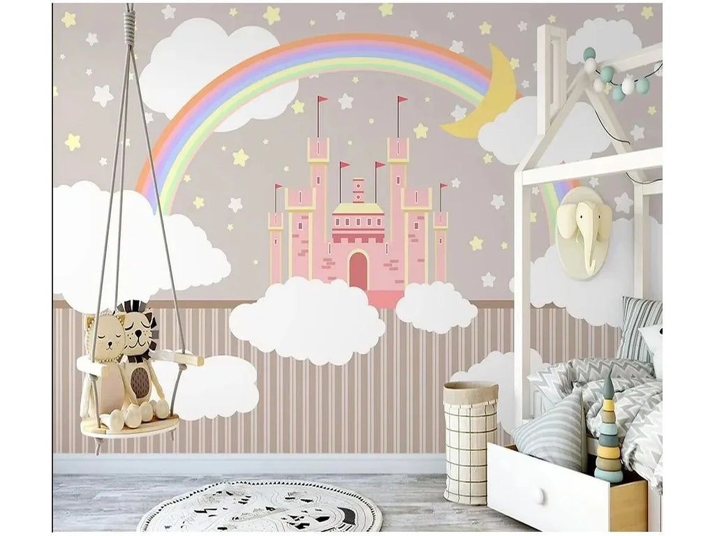 Cozy Haven Rainbow Nursery Wall Mural lifestyle image 6