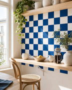 Cozy Haven Checkerboard Peel and Stick Wall Mural Panels styled wall decor view 4