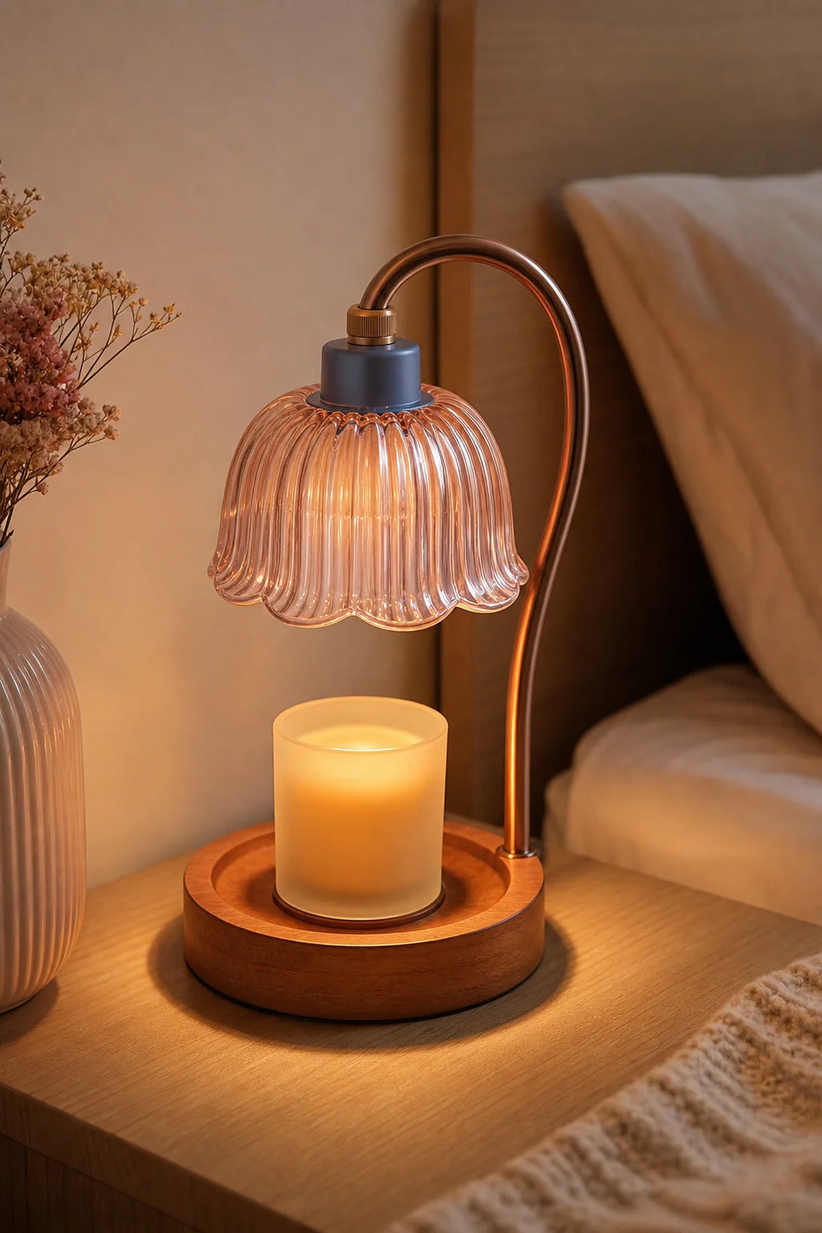 Cozy Haven Minimal Candle Warmer Lamp styled in a home setting