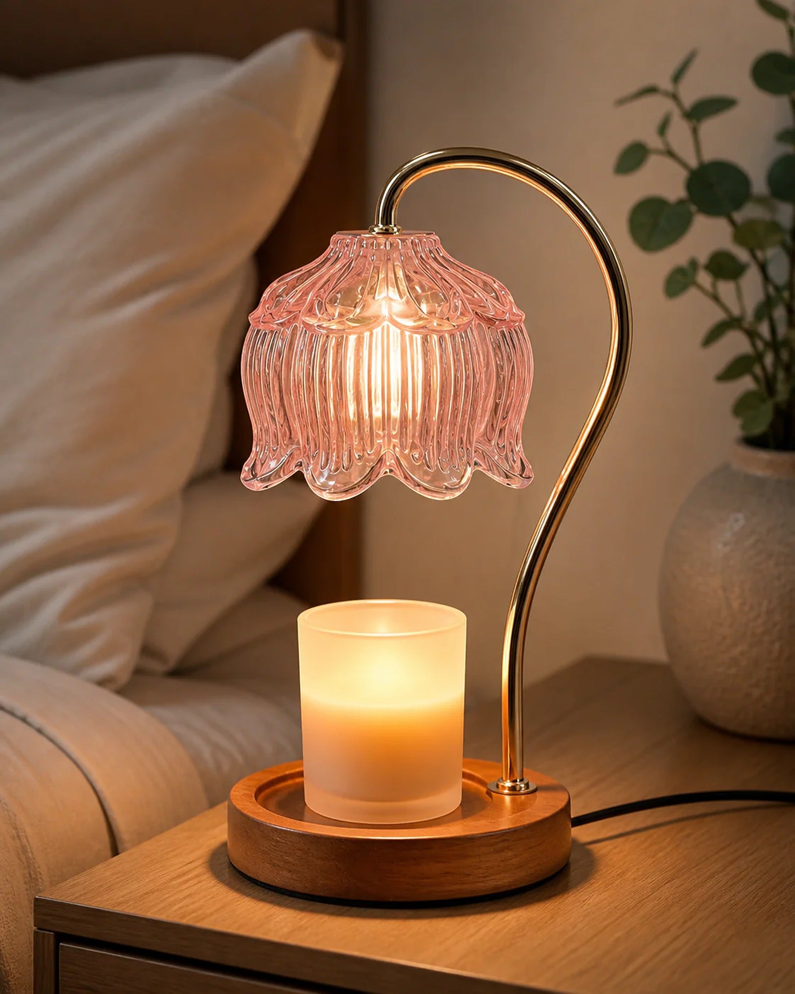 Cozy Haven Minimal Candle Warmer Lamp styled lighting view 5
