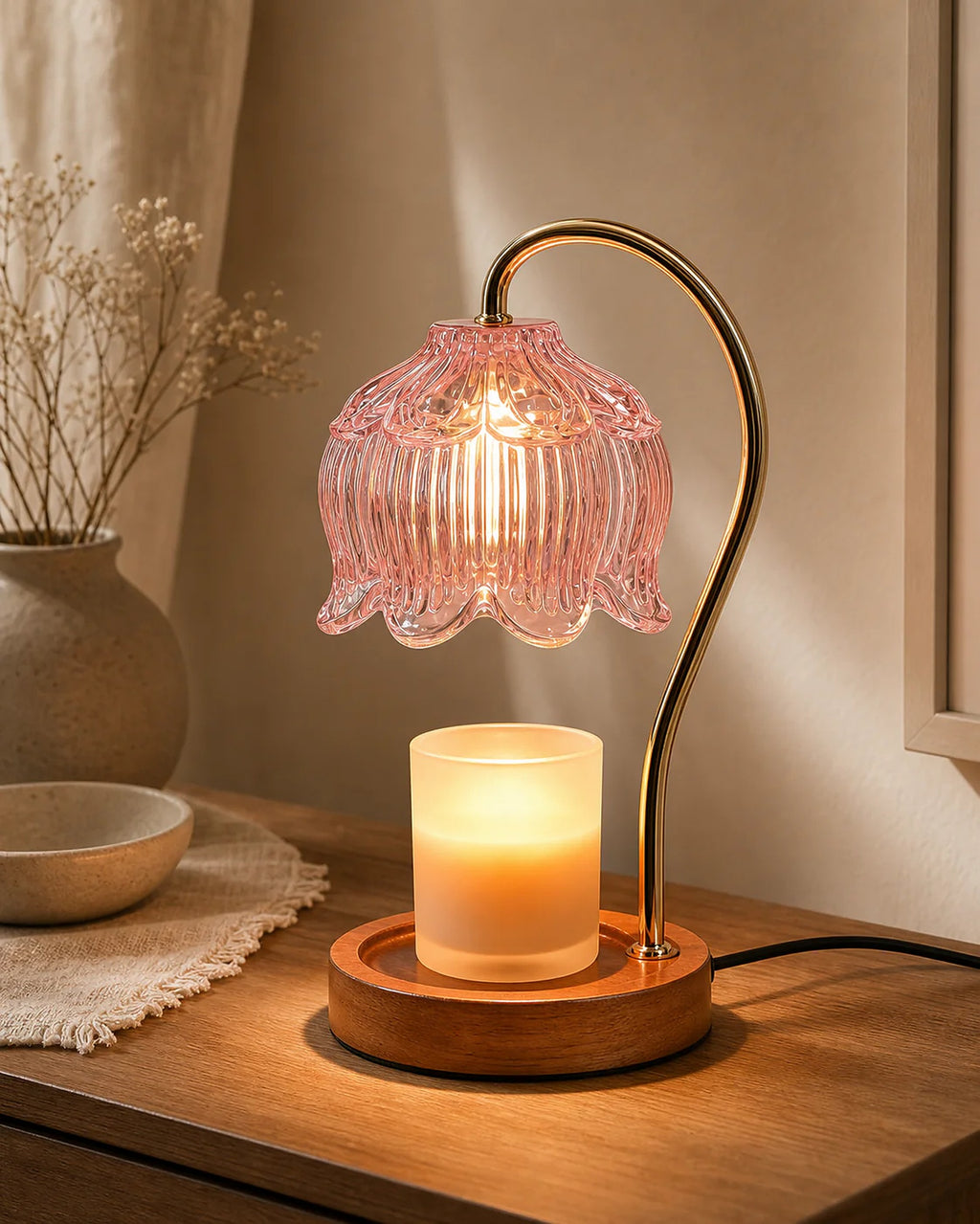 Cozy Haven Minimal Candle Warmer Lamp styled lighting view 6