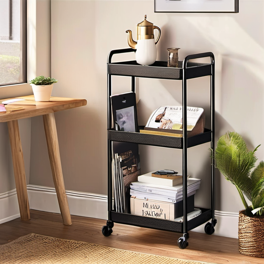 Cozy Haven lifestyle image for Cozy Haven 3-Tier Slim Rolling Storage Cart