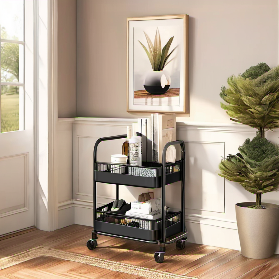 Cozy Haven lifestyle image for Cozy Haven 3-Tier Slim Rolling Storage Cart