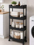 Cozy Haven Slim Rolling Storage Cart - 3/4 Tier lifestyle image 1 for 4-Tier Black (20 cm deep)