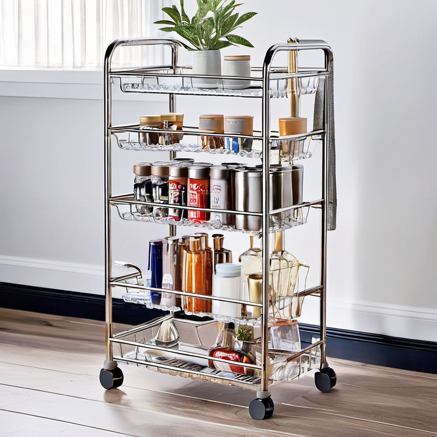 Cozy Haven lifestyle image for Cozy Haven 4-Tier Slim Rolling Storage Cart