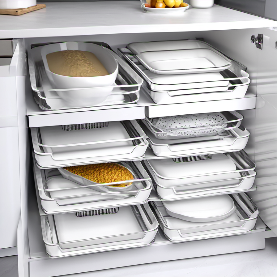 Cozy Haven hosting night lifestyle image for Cozy Haven Deep-Bin Stackable Drawer Organizer Set