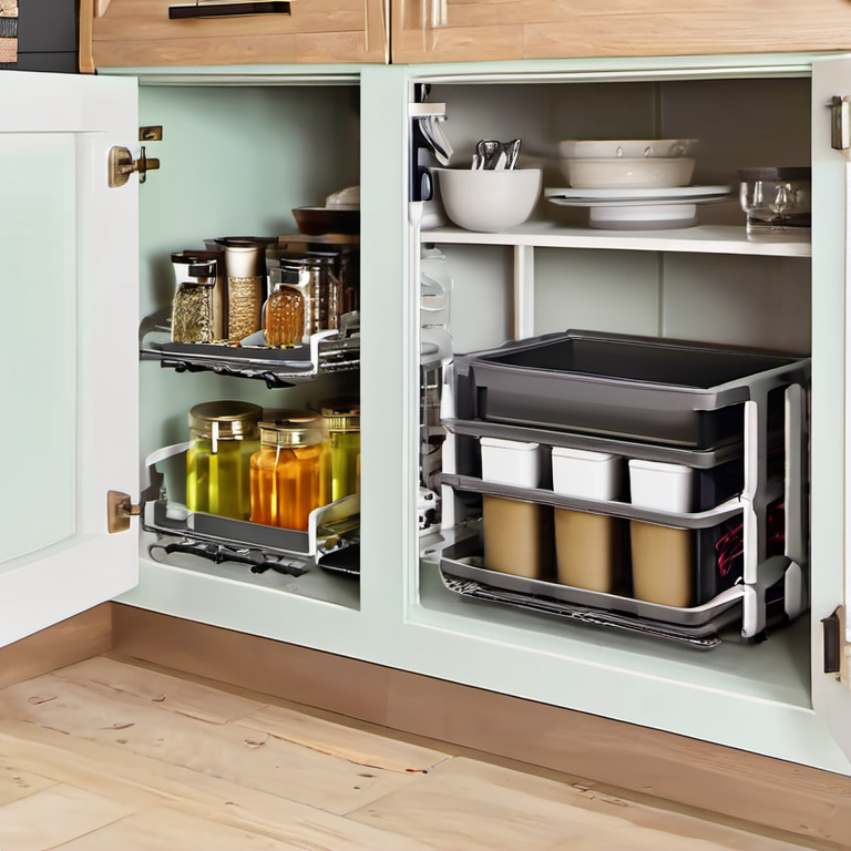 Cozy Haven lifestyle image for Cozy Haven 2-Tier Under Sink Organizer