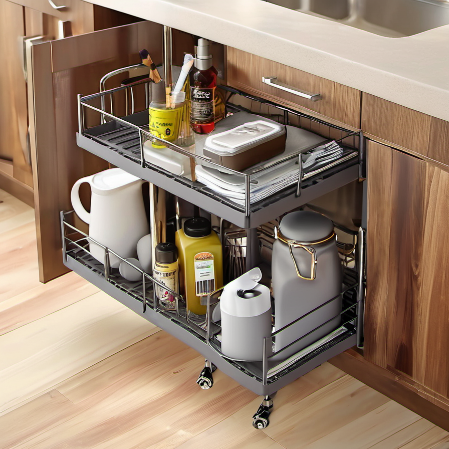 Cozy Haven lifestyle image for Cozy Haven 2-Tier Under Sink Organizer