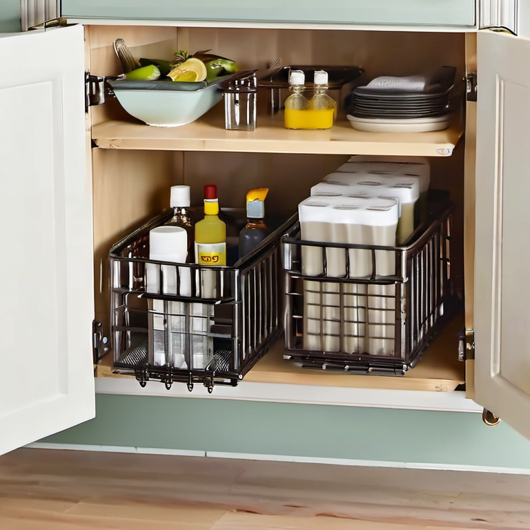 Cozy Haven lifestyle image for Cozy Haven 2-Tier Under Sink Organizer