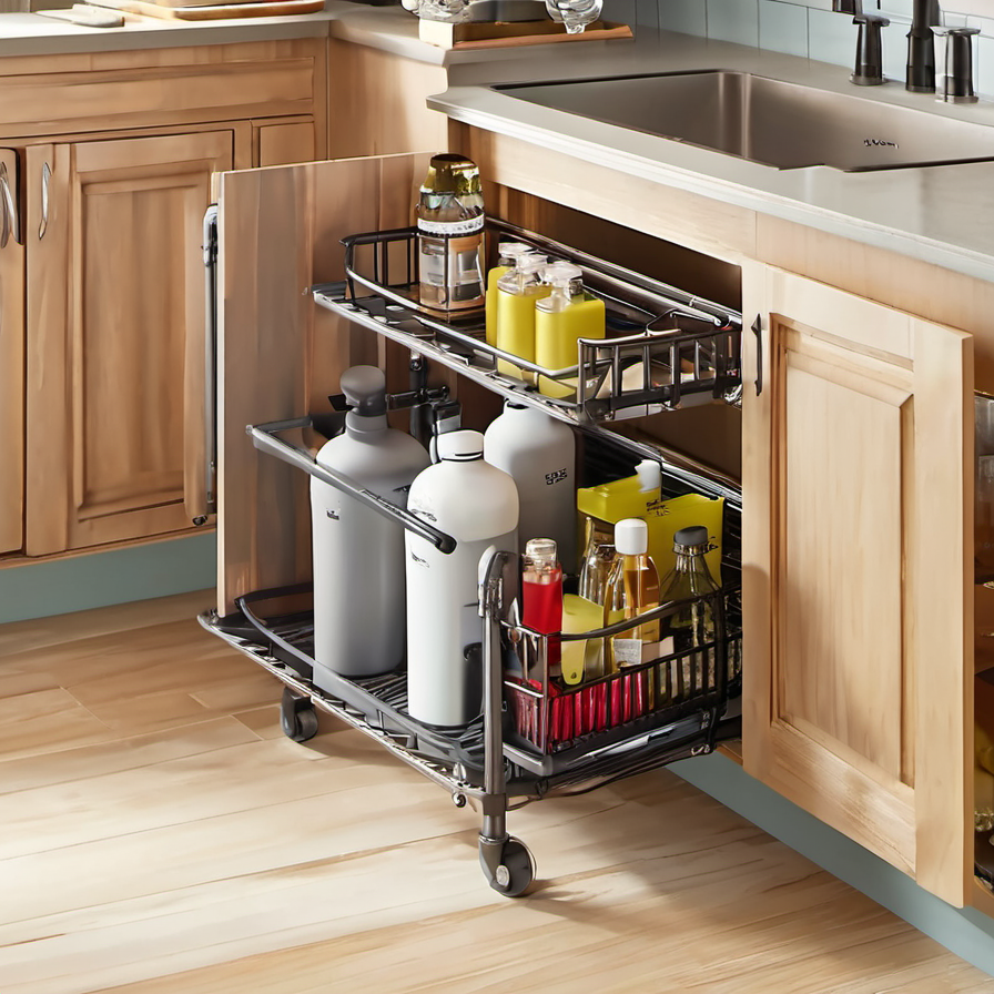 Cozy Haven lifestyle image for Cozy Haven 2-Tier Under Sink Organizer