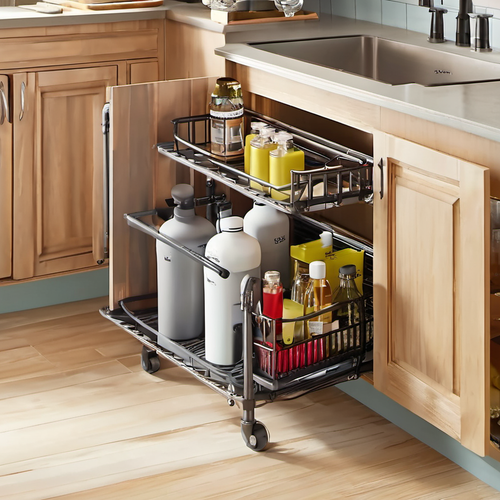 Cozy Haven lifestyle image for Cozy Haven 2-Tier Under Sink Organizer