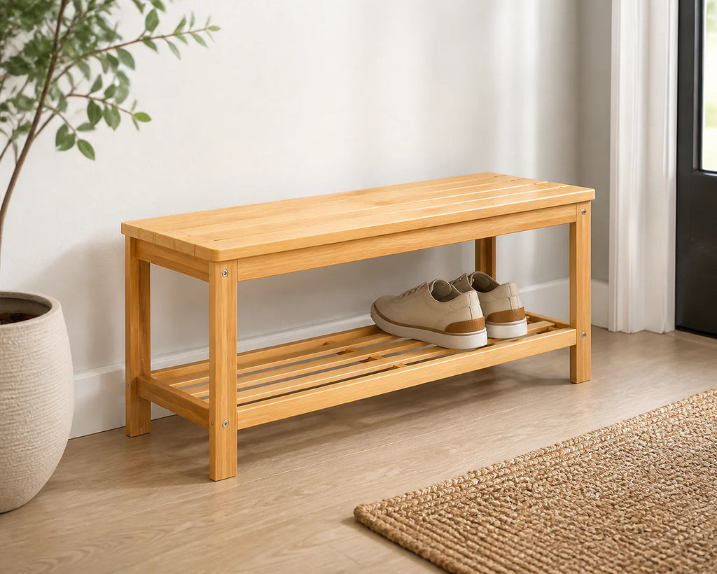Cozy Haven Bamboo Narrow Shoe Rack Bench lifestyle image 1