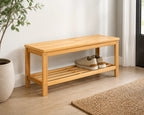 Cozy Haven Bamboo Narrow Shoe Rack Bench organized storage view 1