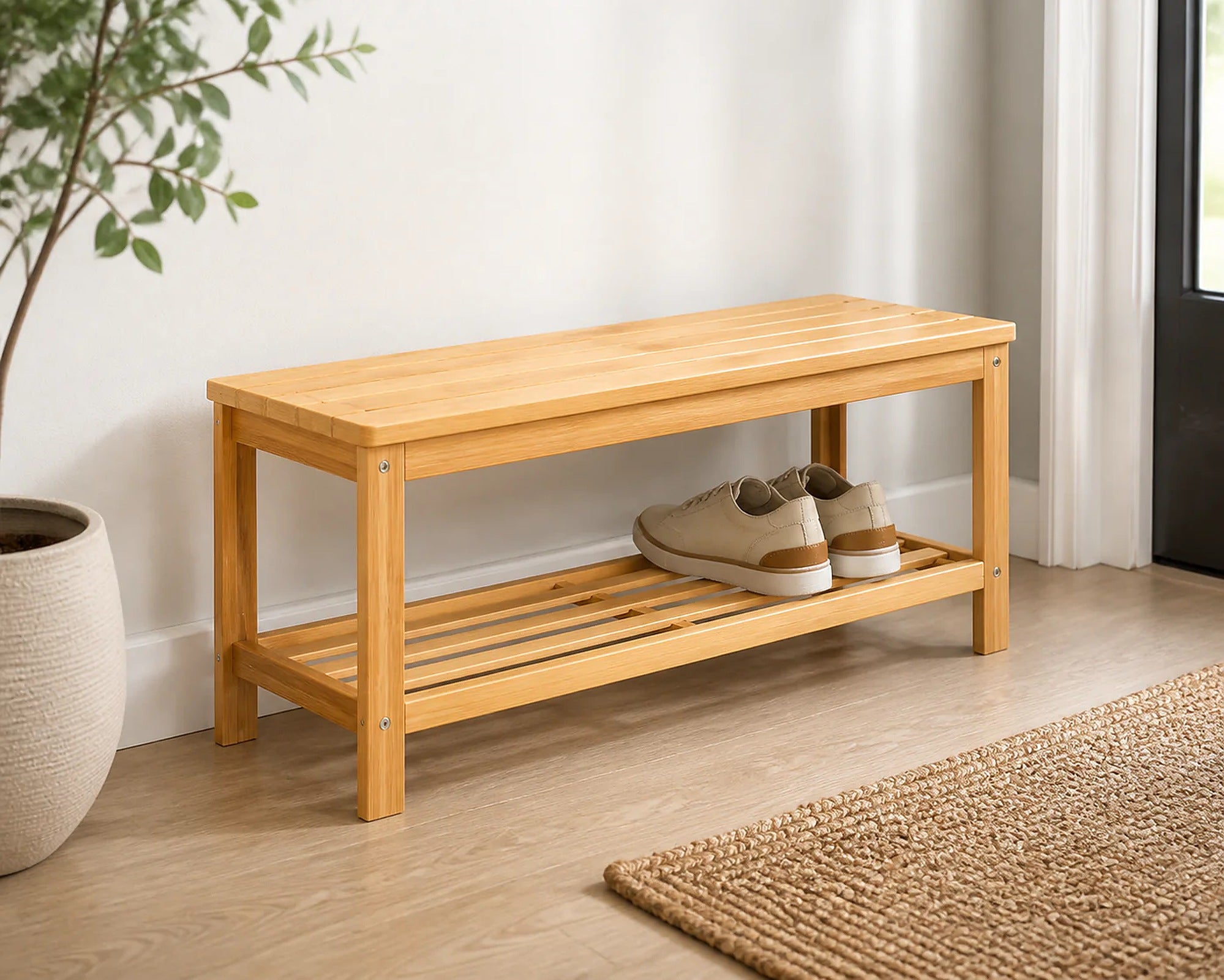 Cozy Haven Bamboo Narrow Shoe Rack Bench lifestyle image 1