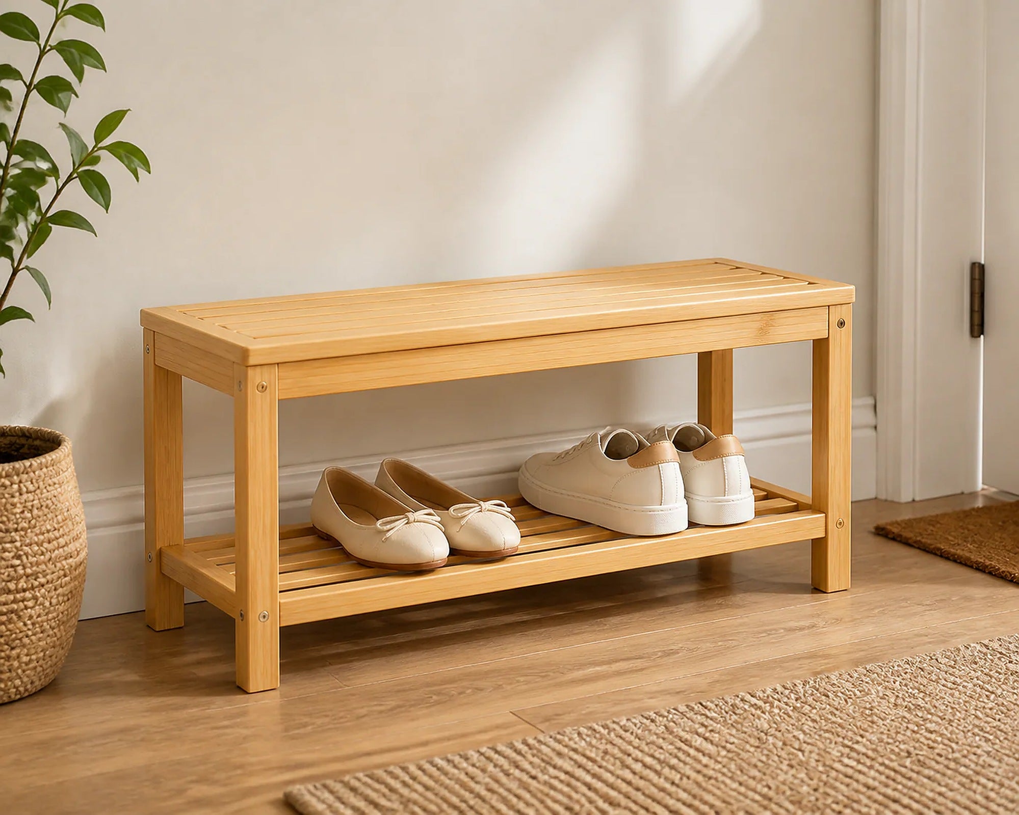 Cozy Haven Bamboo Narrow Shoe Rack Bench lifestyle image 2
