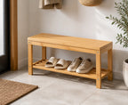 Cozy Haven Bamboo Narrow Shoe Rack Bench organized storage view 3