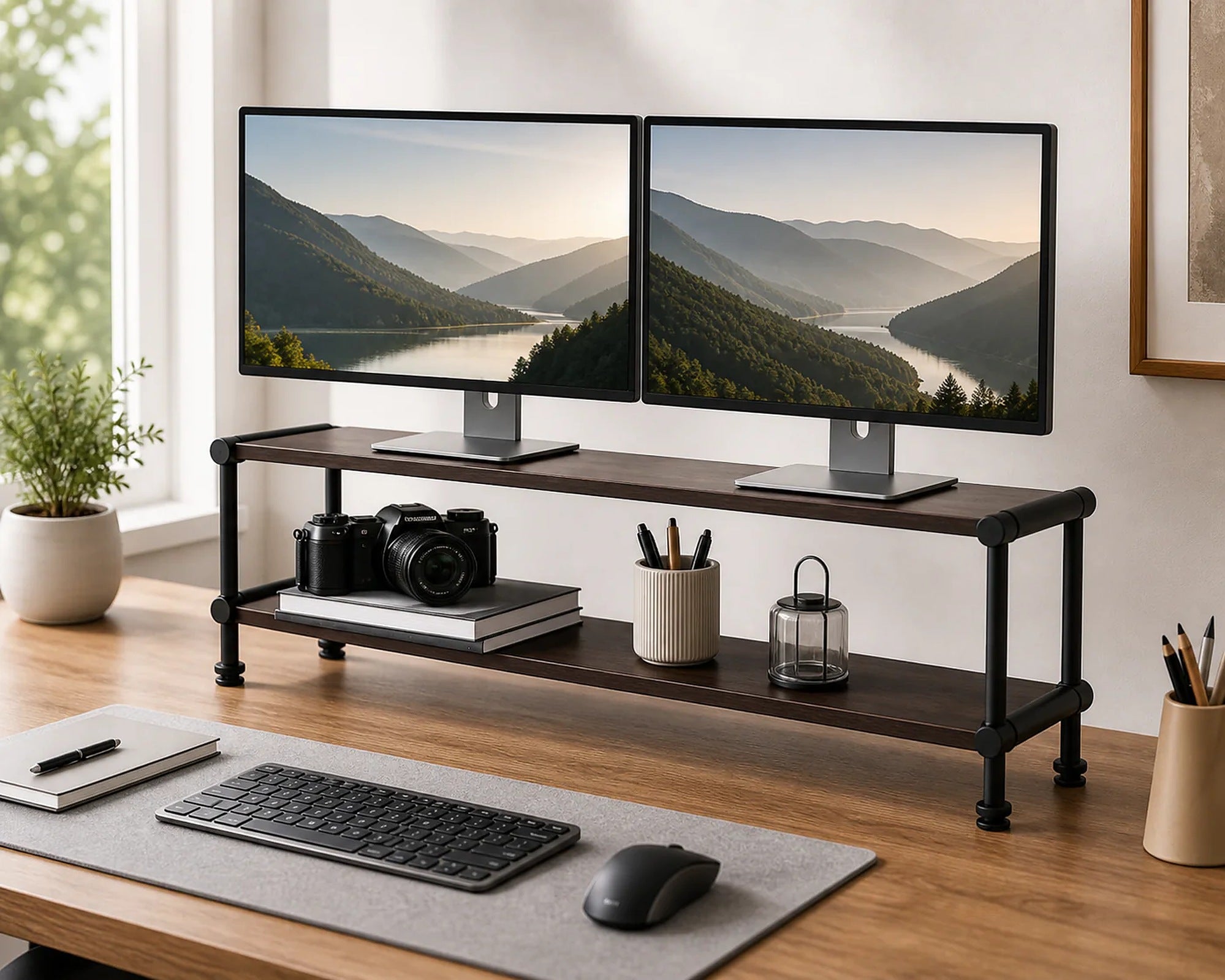 Cozy Haven Dual-Monitor Monitor Riser Shelf lifestyle image 3