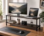 Cozy Haven Dual-Monitor Monitor Riser Shelf organized storage view 5
