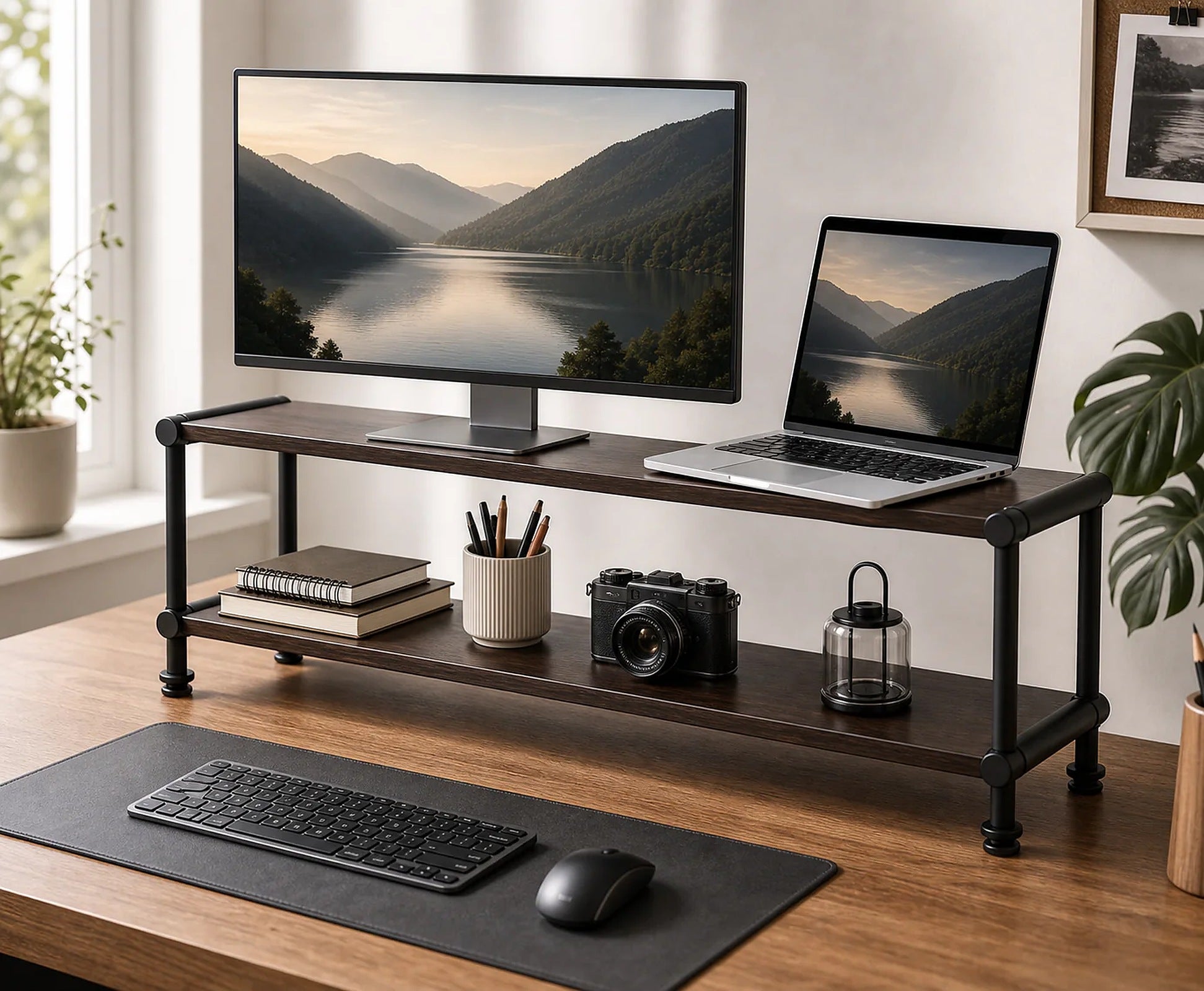 Cozy Haven Dual-Monitor Monitor Riser Shelf lifestyle image 5