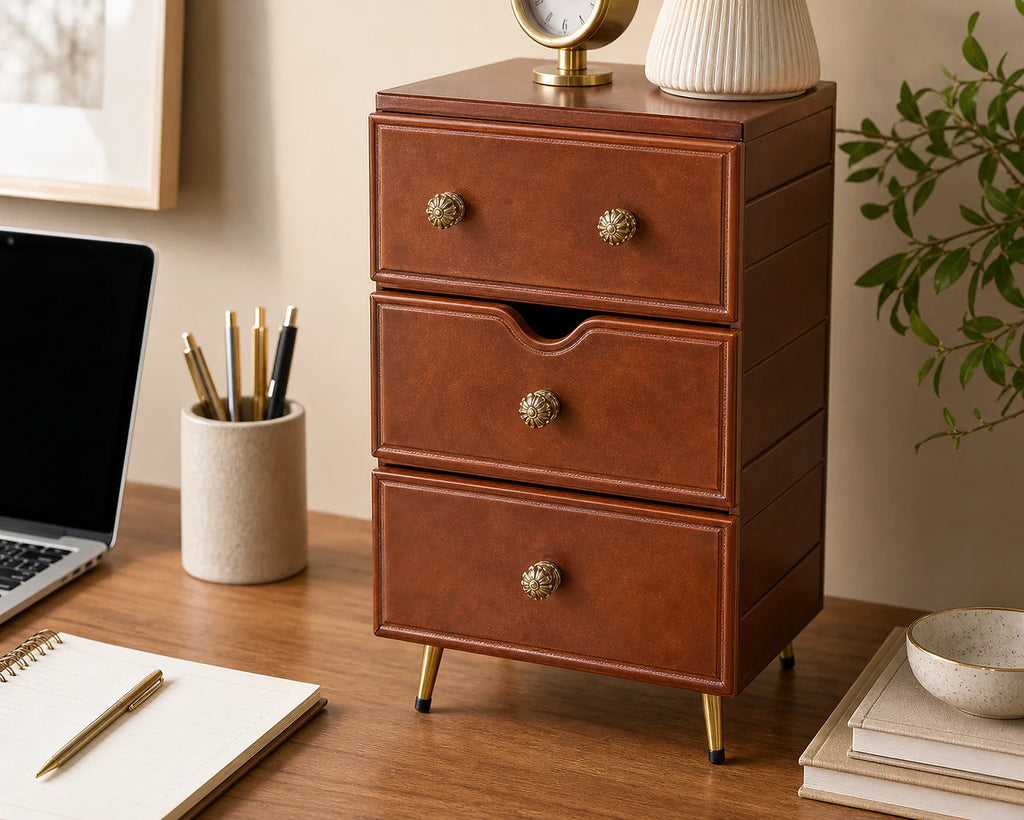Cozy Haven Wooden Desktop Drawer Organizer Cabinet - Wooden 3-Drawer Organizer