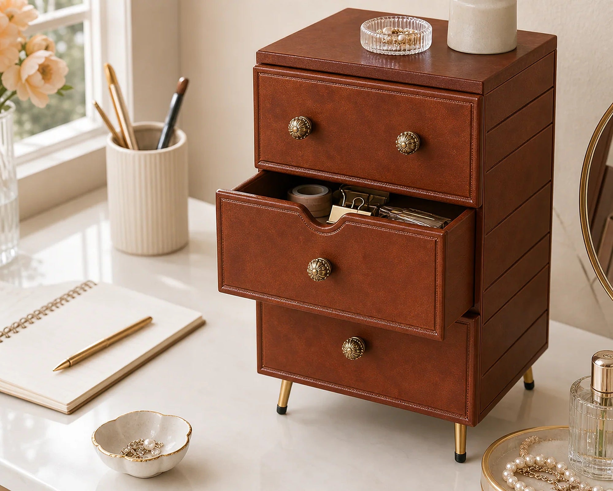 Cozy Haven Wooden Desktop Drawer Organizer Cabinet lifestyle image 3