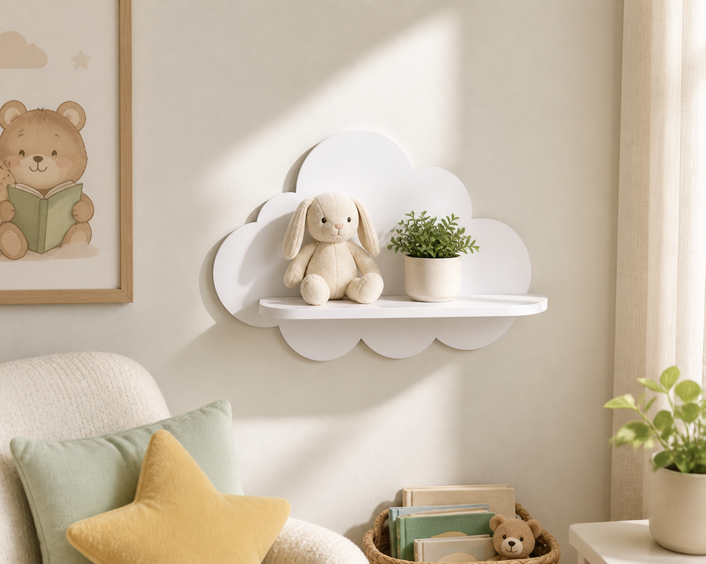 Cozy Haven White Cloud Wall Shelf - White cloud shelf nursery styling