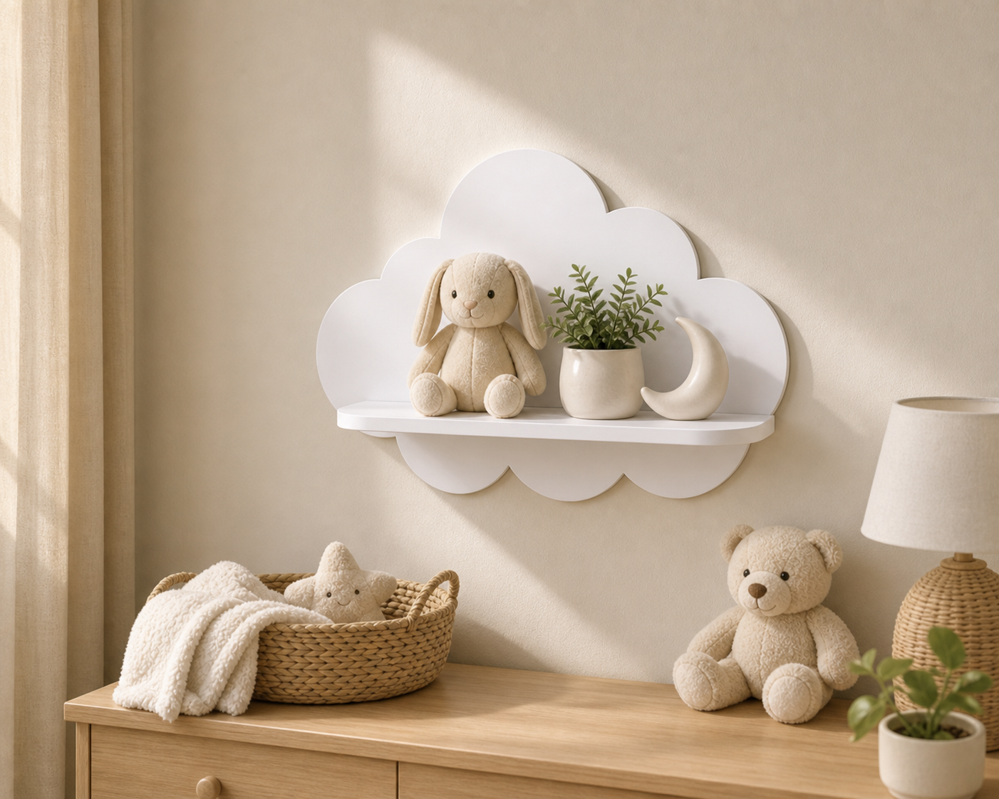 Cozy Haven White Cloud Wall Shelf - White cloud wall shelf above dresser
