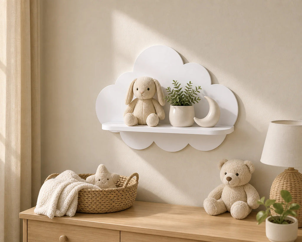 Cozy Haven Single White Cloud Wall Shelf organized storage view 3