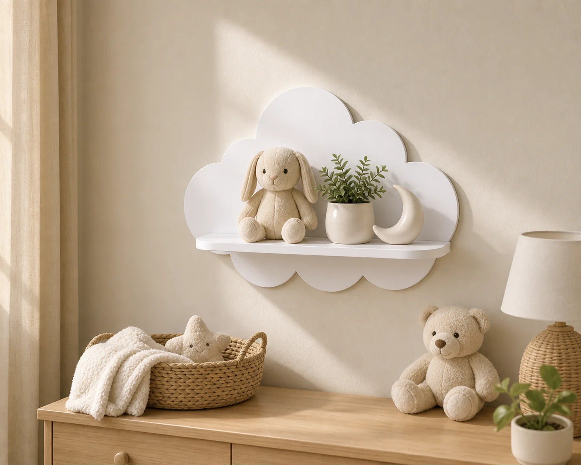 Cozy Haven Single White Cloud Wall Shelf organized storage view 3