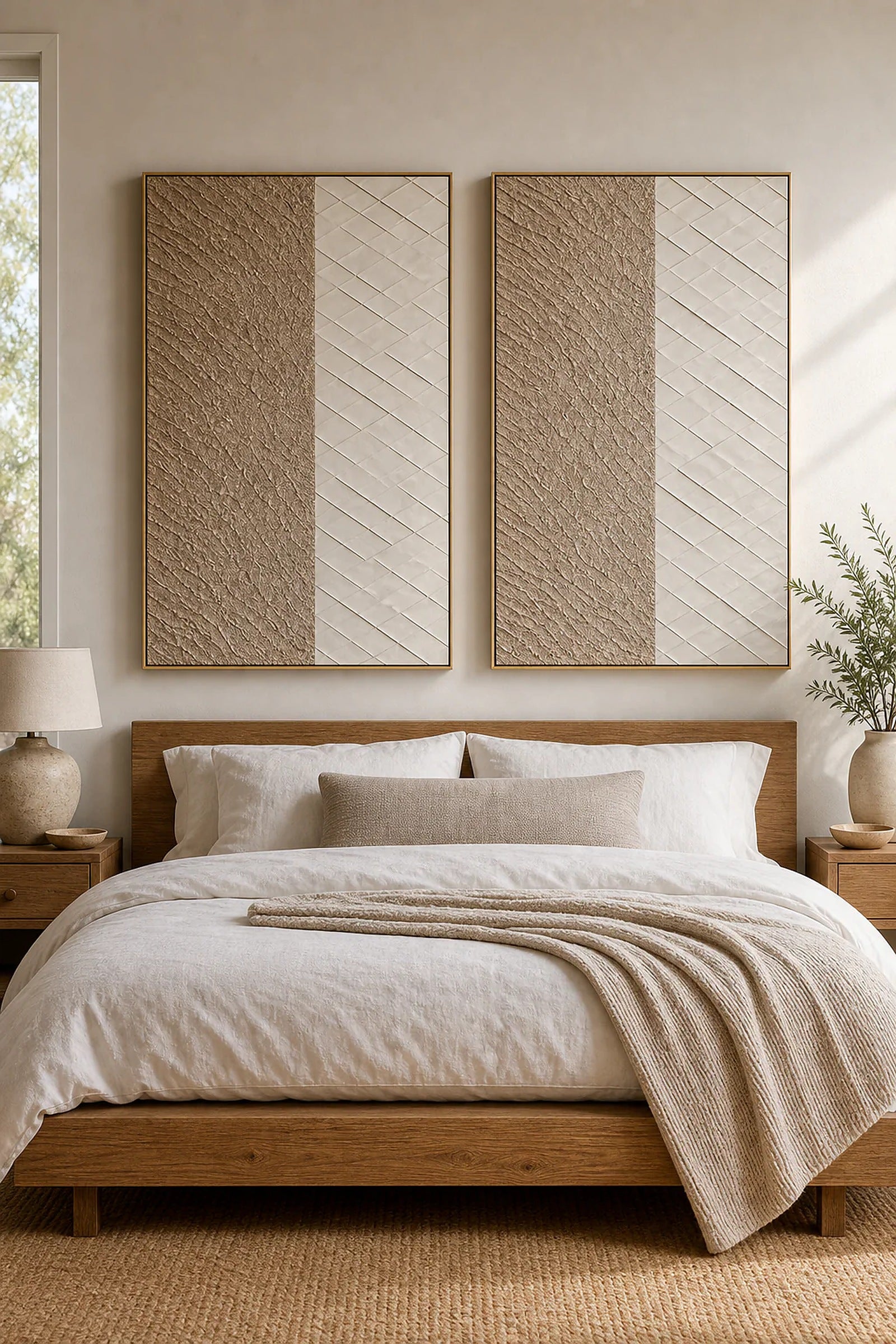 Cozy Haven Abstract Textured Canvas Panel Set lifestyle image 10