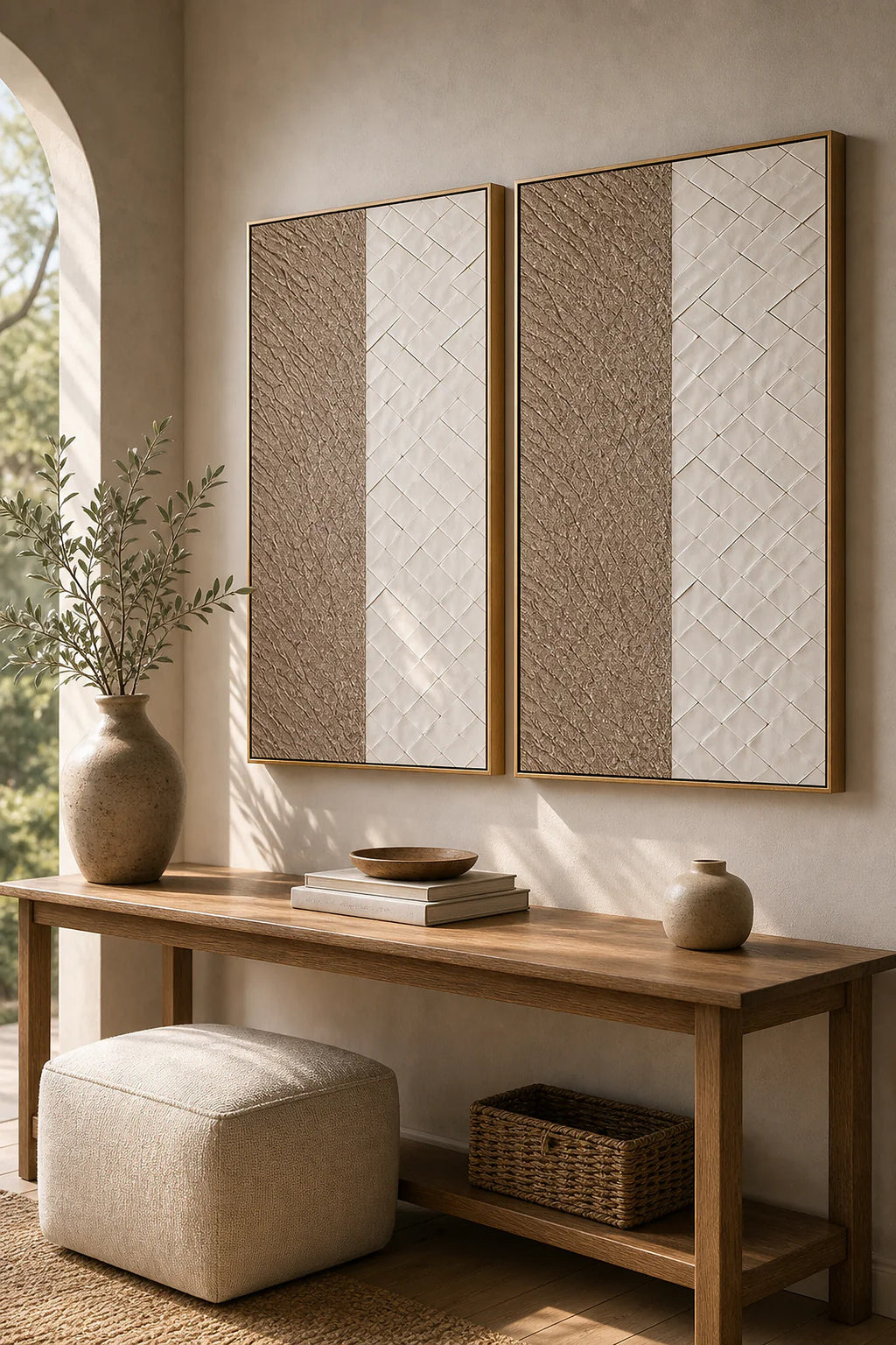 Cozy Haven Abstract Textured Canvas Panel Set lifestyle image 12