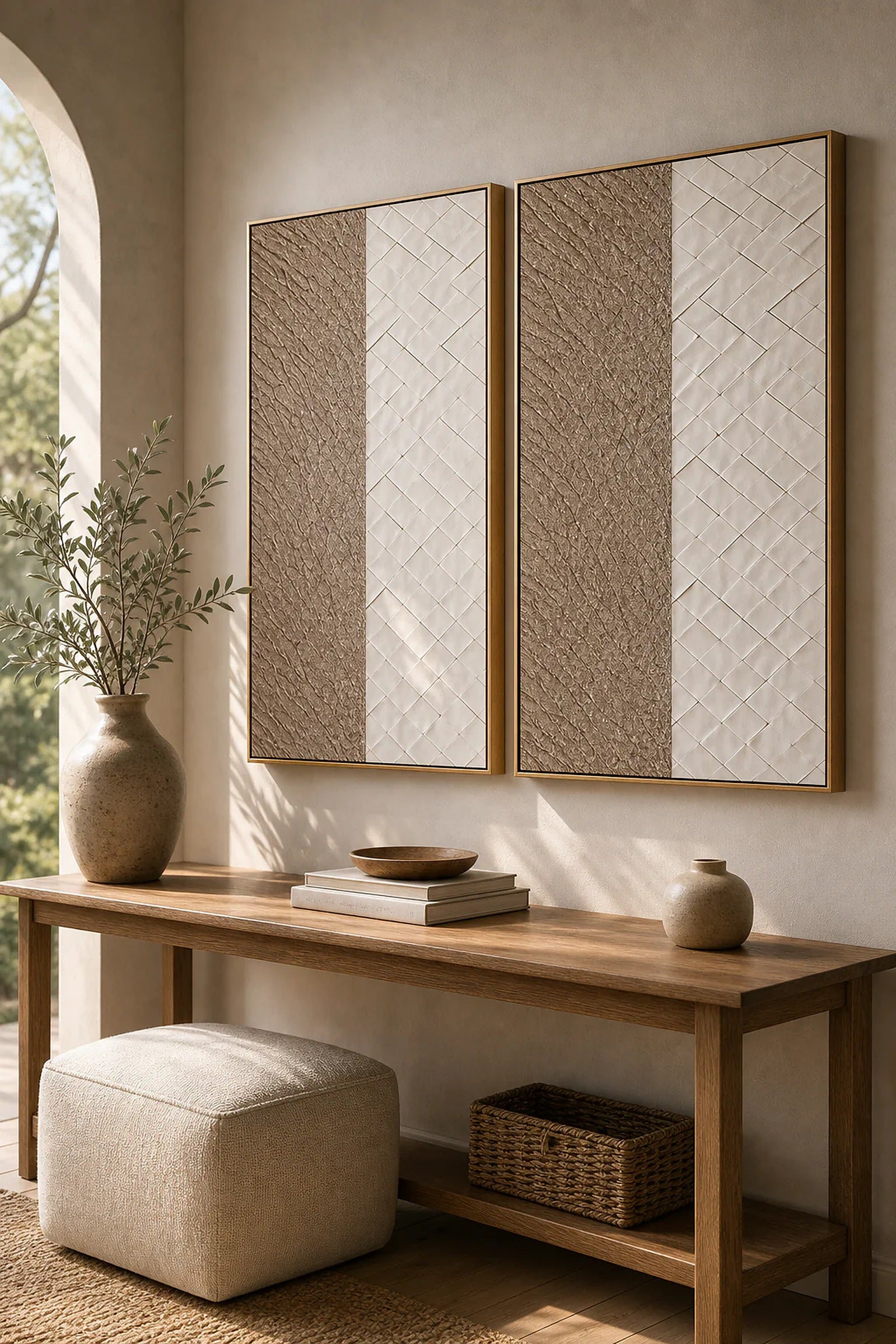 Cozy Haven Abstract Textured Canvas Panel Set lifestyle image 12