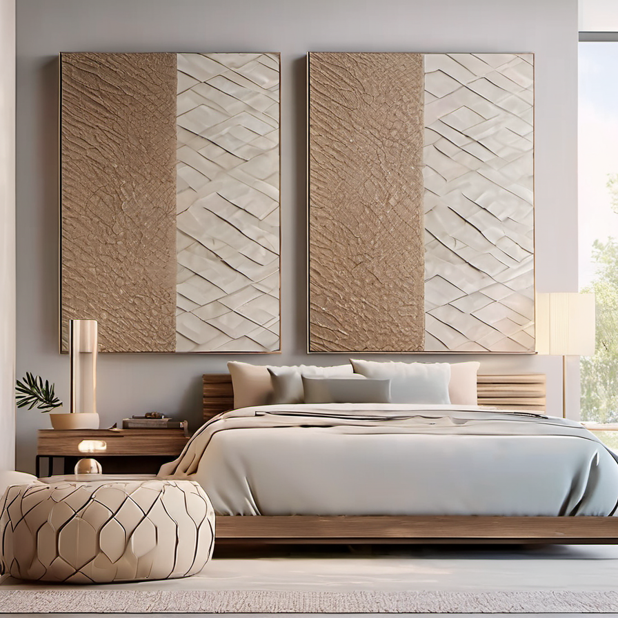 Cozy Haven lifestyle image for Cozy Haven Abstract Textured Canvas Panel Set