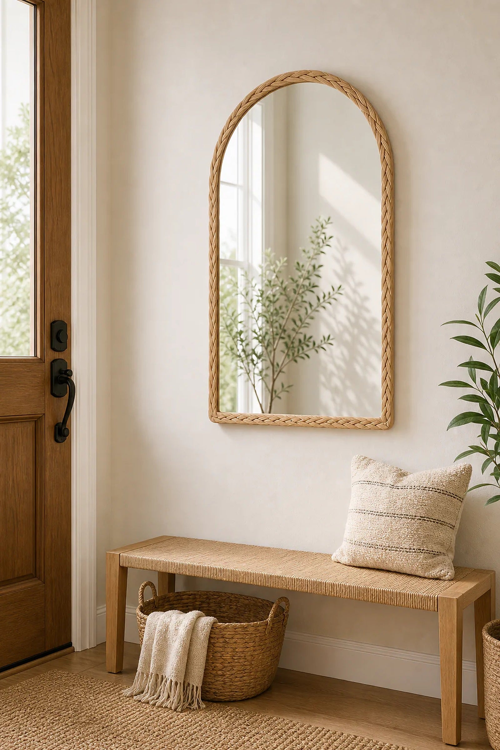 Cozy Haven Wood Arched Wall Mirror styled wall decor view 3