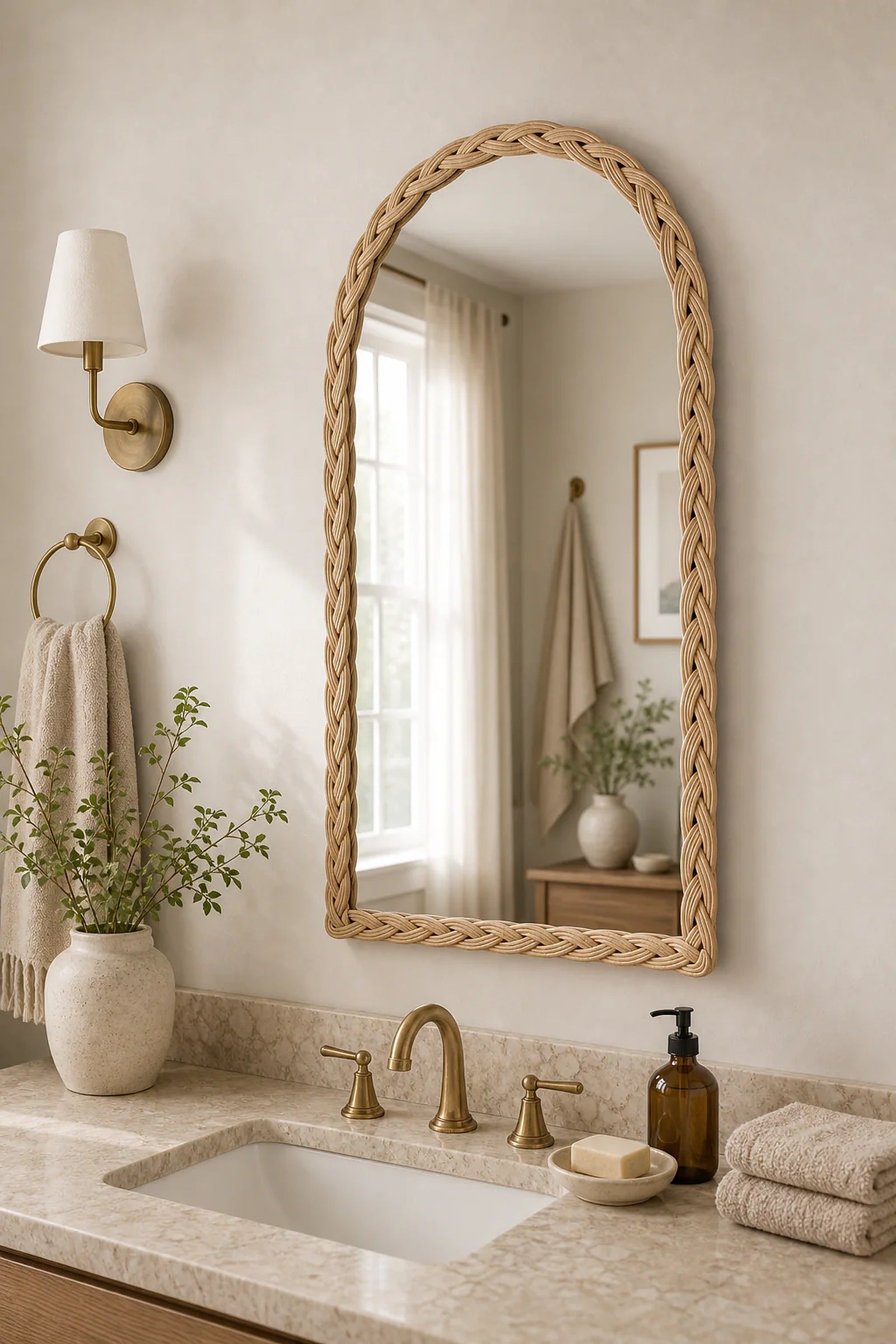 Cozy Haven Wood Arched Wall Mirror styled wall decor view 4