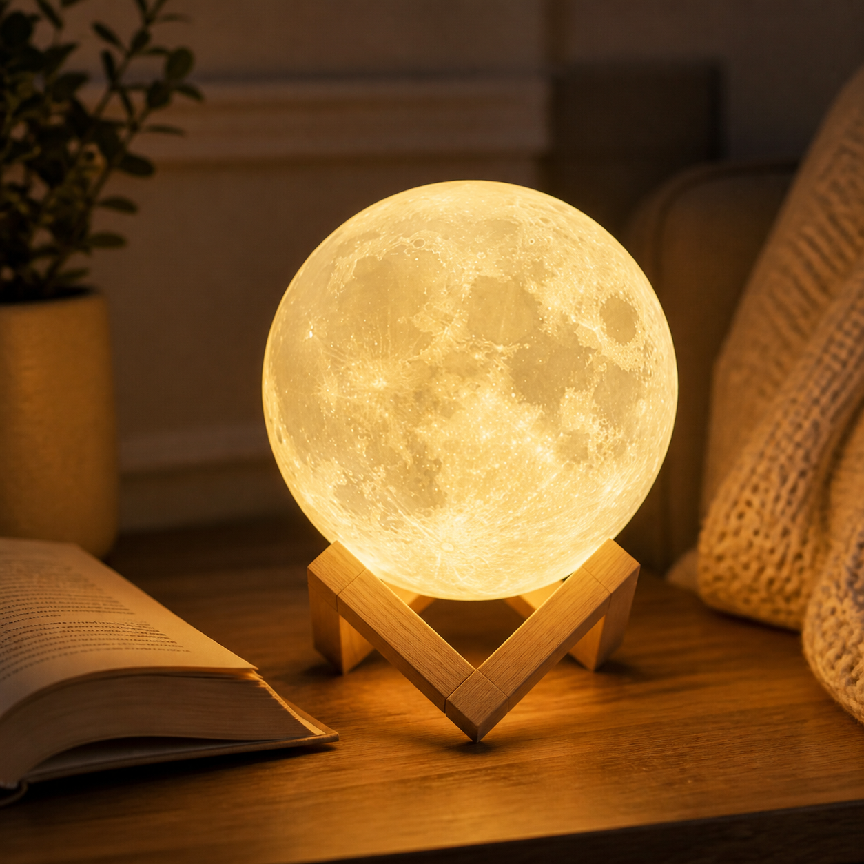 Cozy Haven Warm Moon Globe Night Light lifestyle image 2
